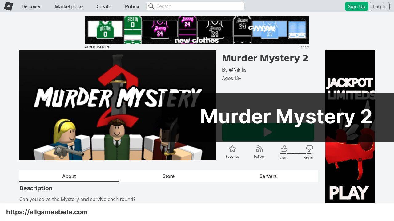https://www.roblox.com/games/142823291/Murder-Mystery-2 screenshot