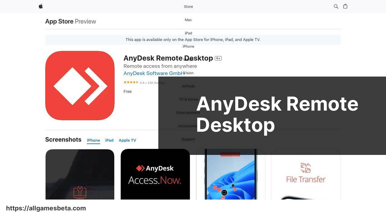 https://apps.apple.com/us/app/anydesk-remote-desktop/id1176131273 screenshot