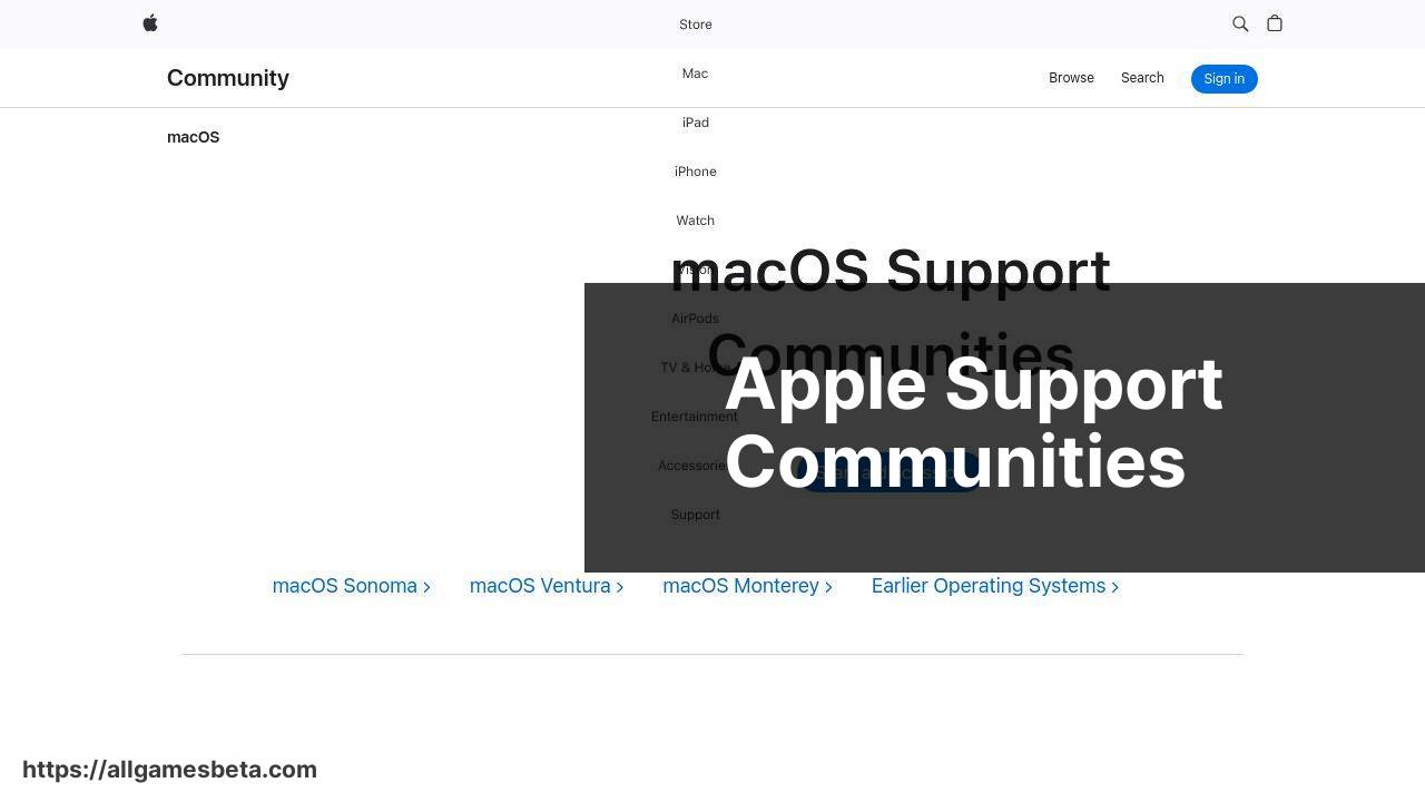 https://discussions.apple.com/community/mac_os screenshot