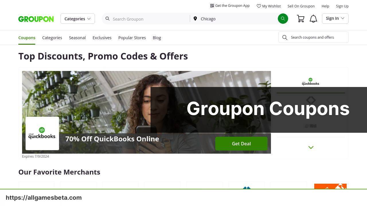 https://www.groupon.com/coupons screenshot