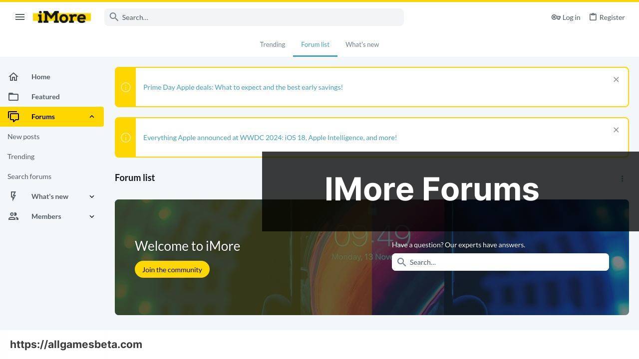 https://www.imore.com/forum/ screenshot